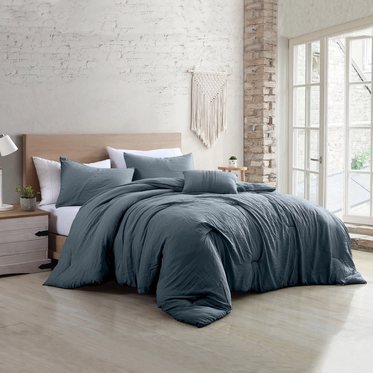 4-Piece Garment Washed Comforter Set H707