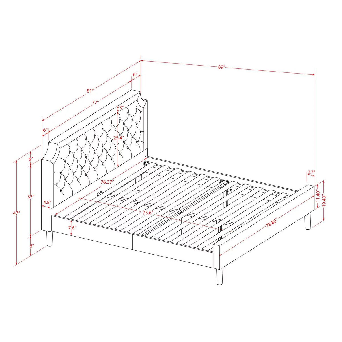 2-Piece Wood King Bedroom Set T95924