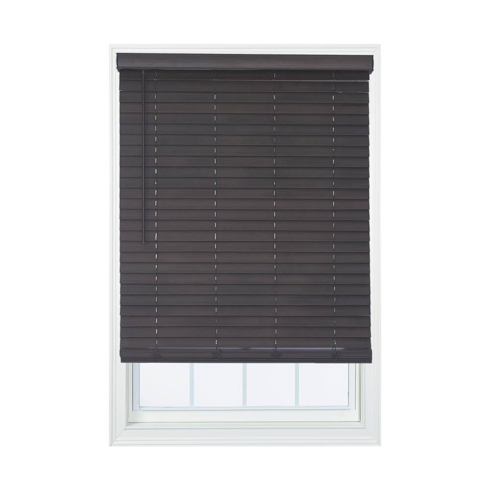 Walnut Faux Wood Cordless Room Darkening Horizontal Blinds D668254
