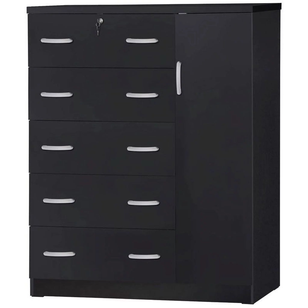 Queen Captains Bed & 5-Drawer Tall Chest Wardrobe R917