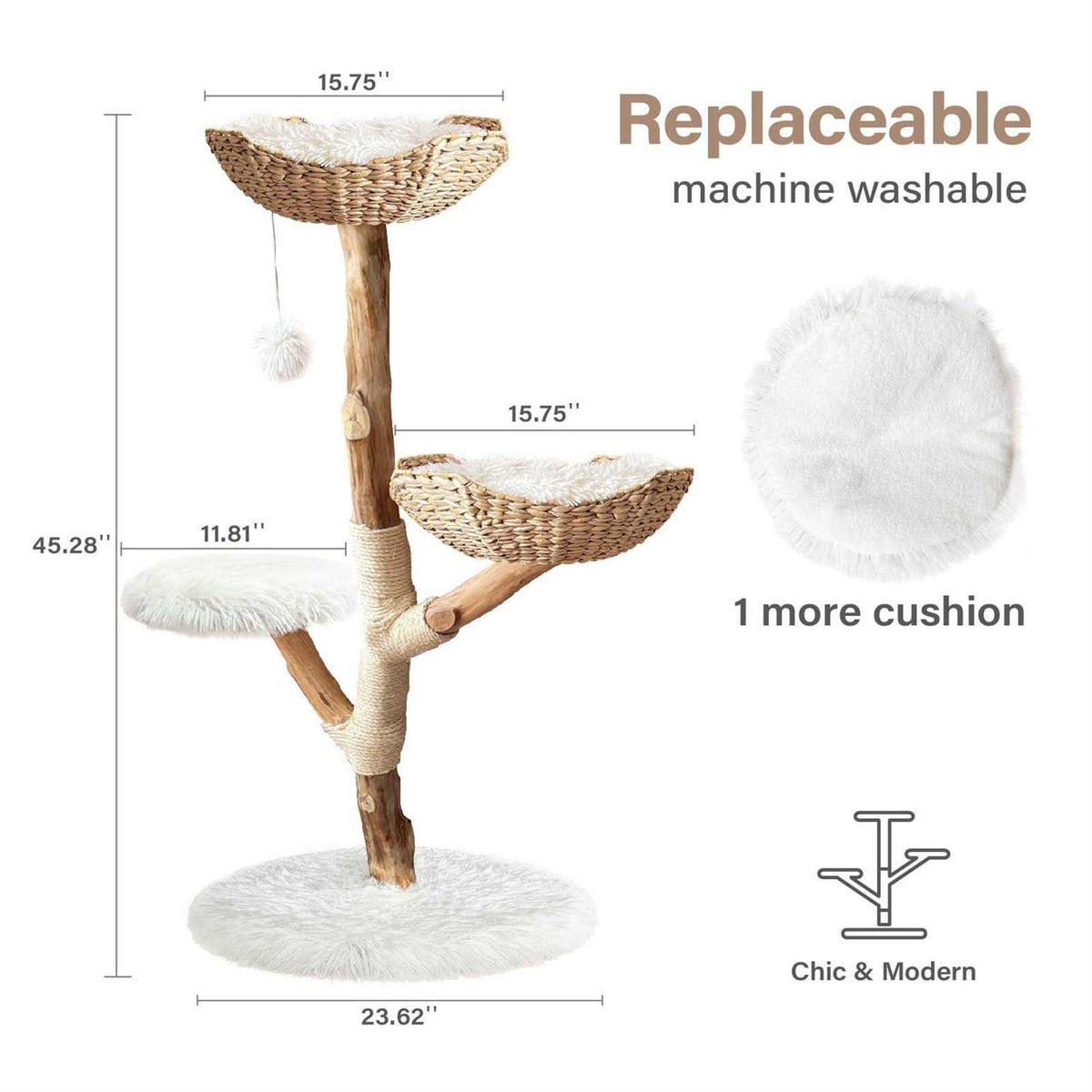 Modern Wooden Cat Tree Tower C905