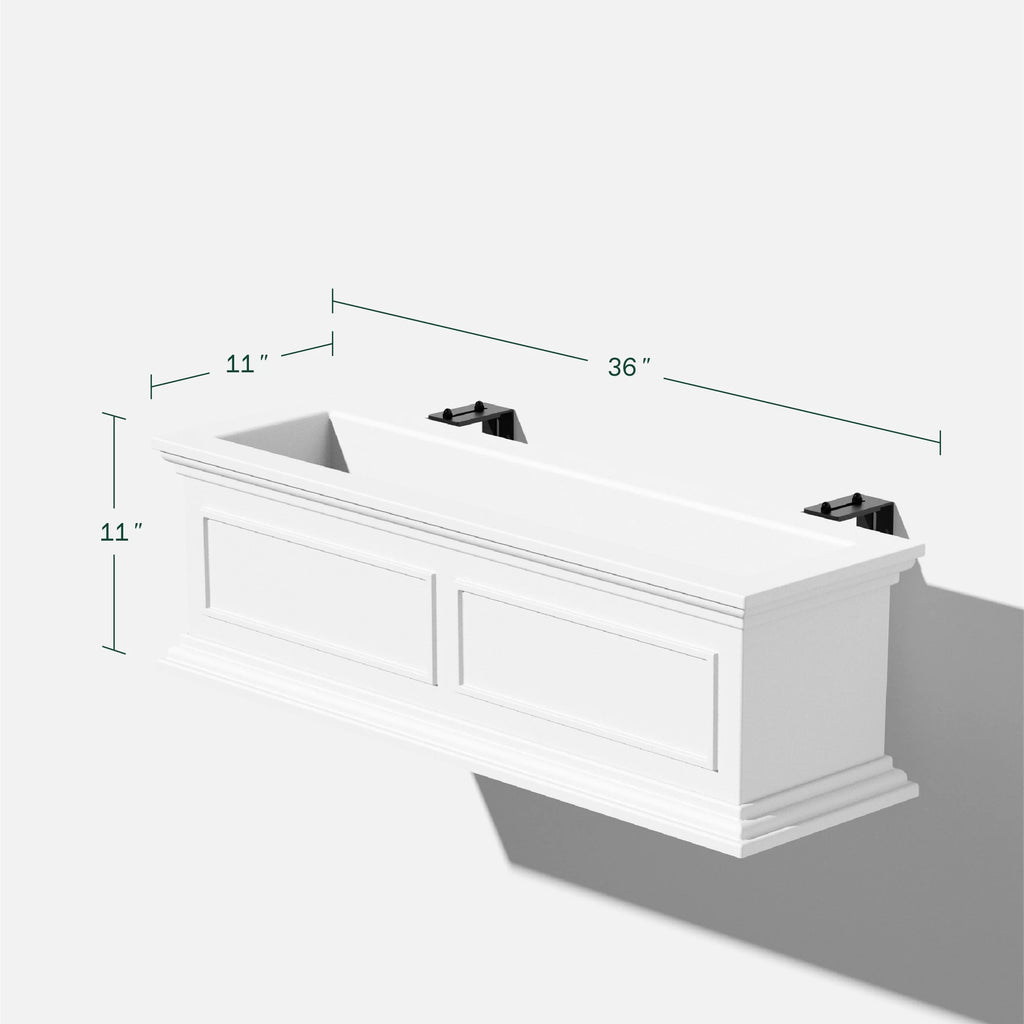 White 36" Railing Window Box Planter E77082