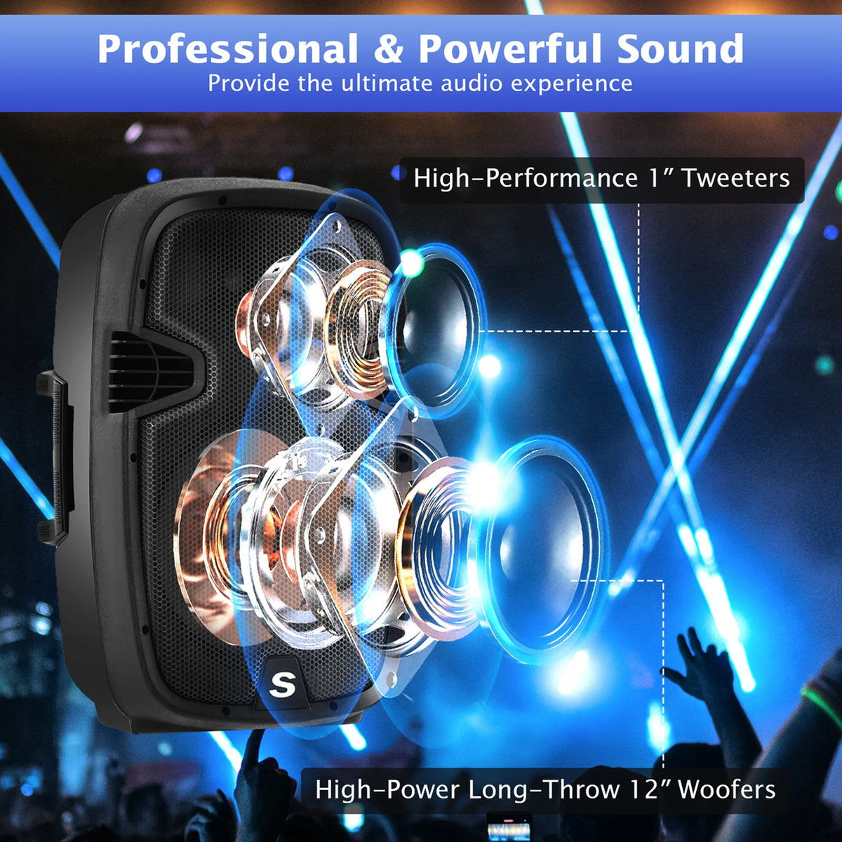 2000W Powered Speakers with Speaker Stands X40789