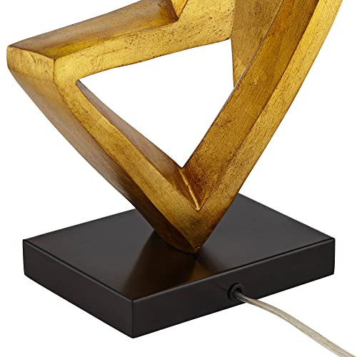 Modern Glam End Table Lamps Set of 2 Gold Leaf Black Shade E876013