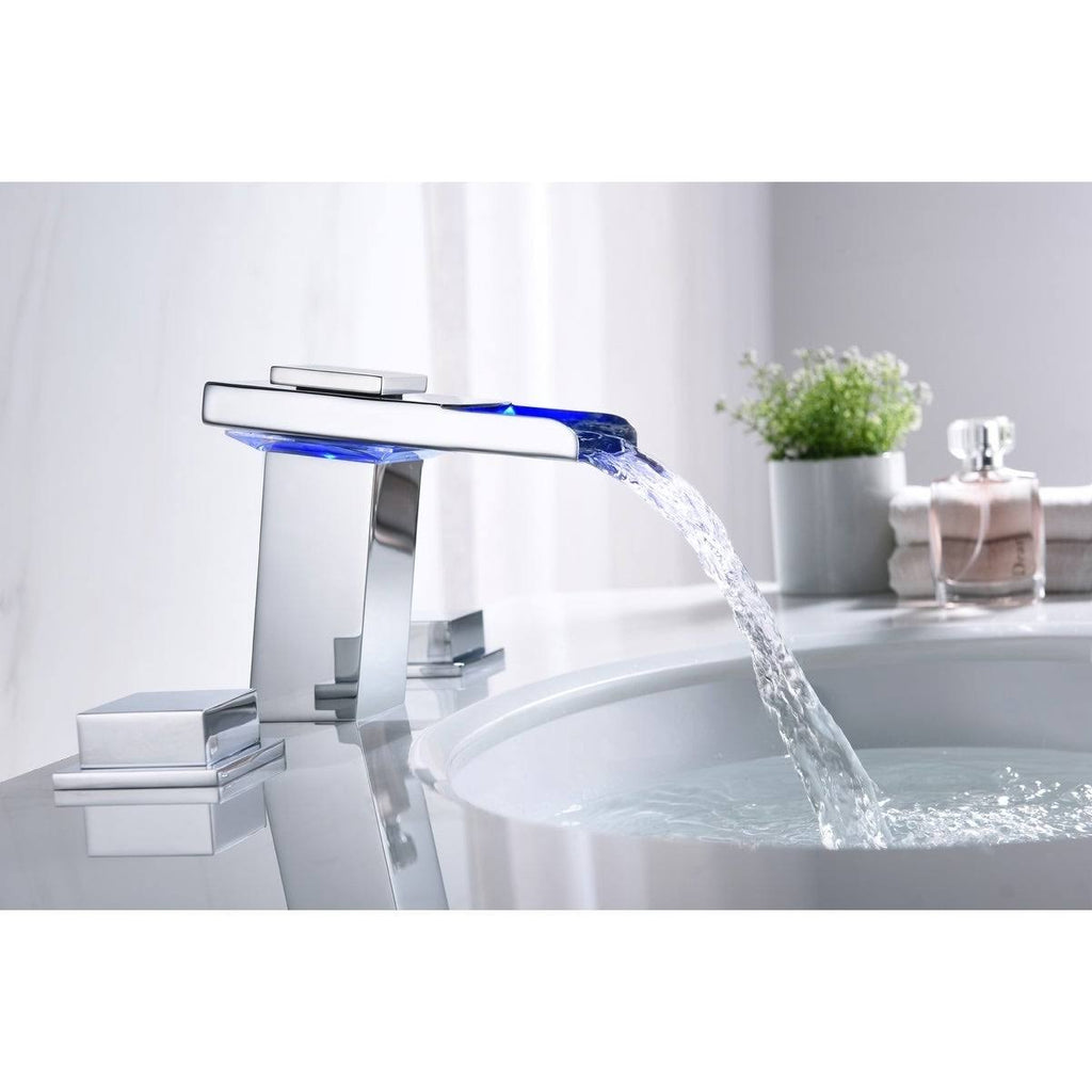 Chrome 8-Inch LED Widespread Bathroom Sink Faucet H276