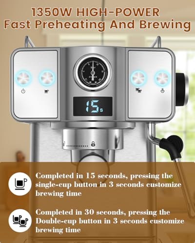 20 Bar Espresso Machine with Milk Frother and 60oz Water Tank X7019