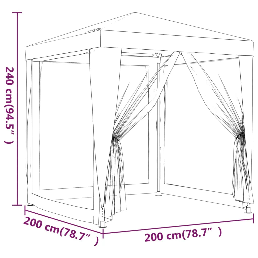 Red Party Tent with 4 Mesh Sidewalls 6.6'x6.6' HDPE F456728