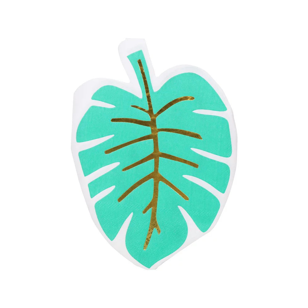Palm Leaf Shape Beverage Napkin Turquoise W191101
