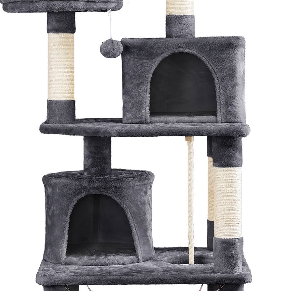 62.2x22 Double Condo Cat Tree and Scratching Post Tower Dark Gray P516