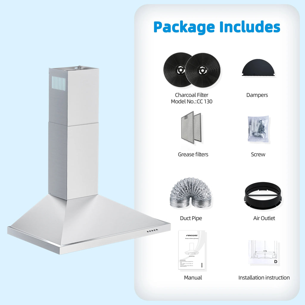 30 inch Stainless Steel Wall Mount Range Hood 400 CFM V752855