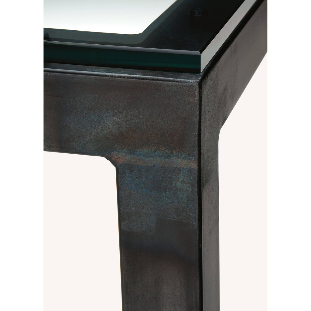 Clear Tempered Glass Bar Table with Ocean Blue Base T2765