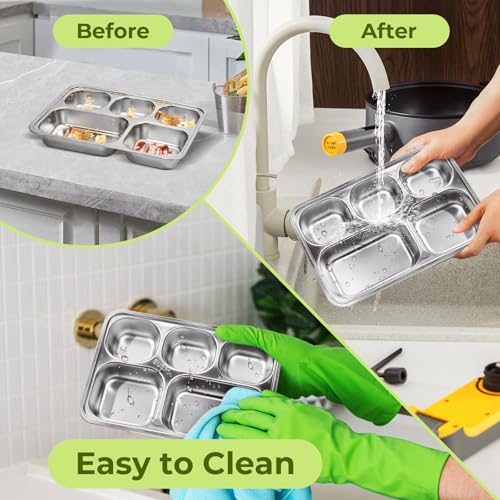 Stainless Steel Bento Box 3 Pack 5 Compartments with Lids E5888