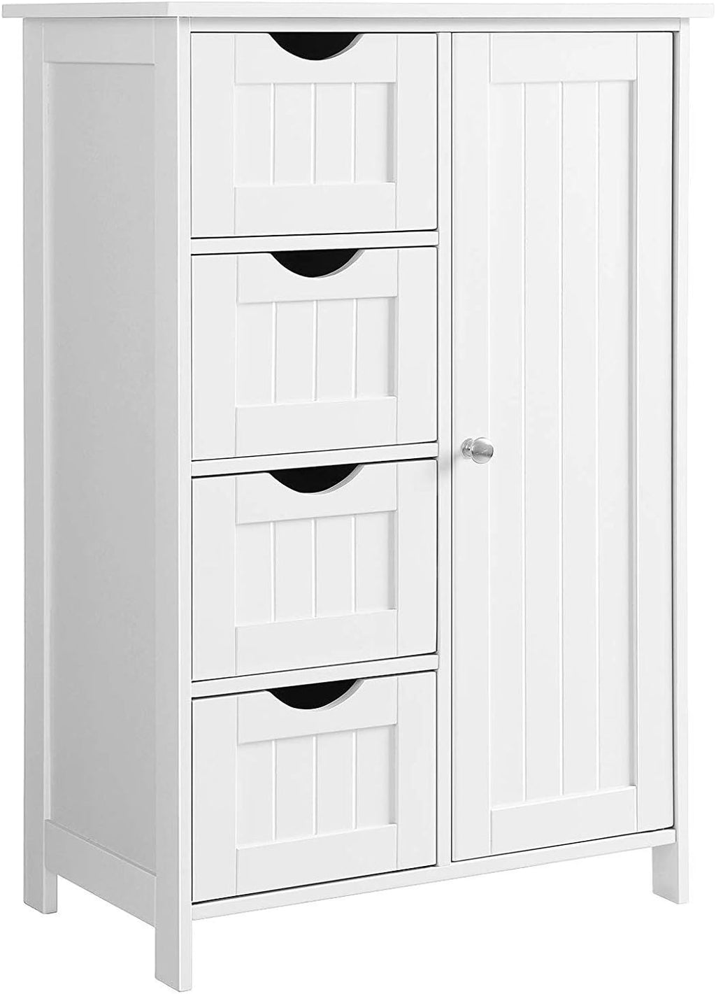 White Wooden Floor Storage Cabinet with 1 Door & 4 Drawer O1828