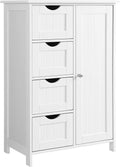 White Wooden Floor Storage Cabinet with 1 Door & 4 Drawer O1828