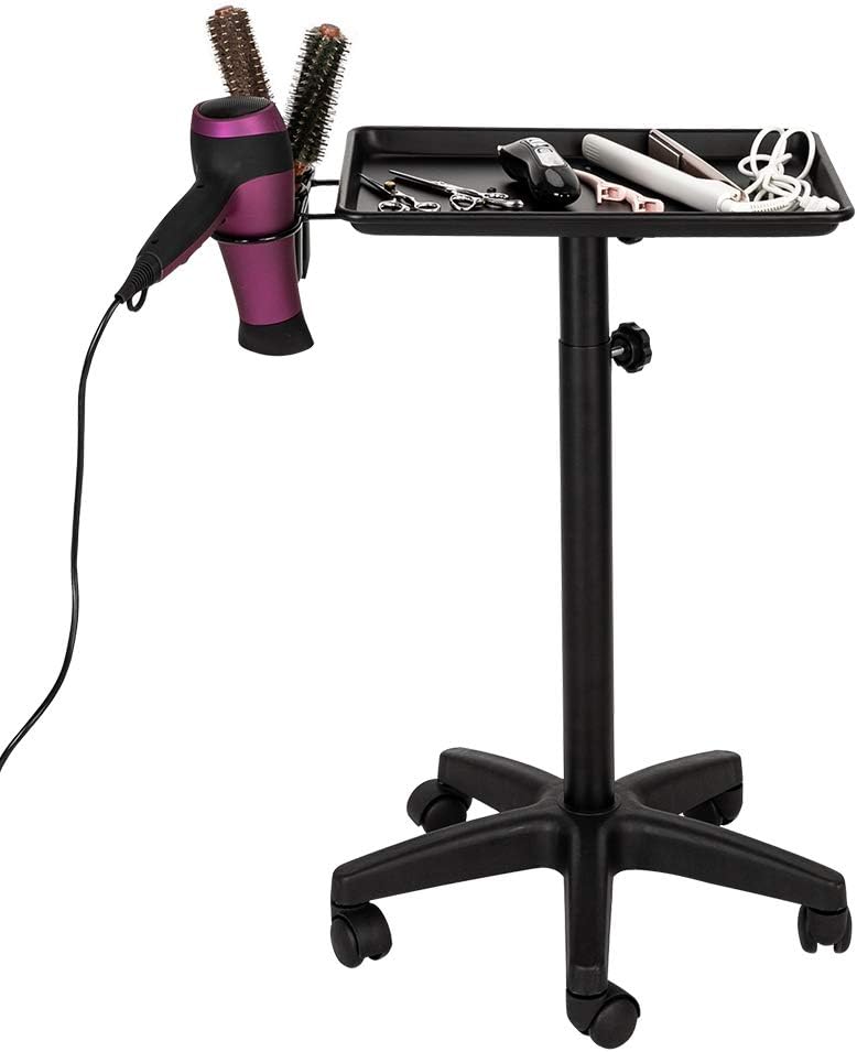 Salon Rolling Color Tray Cart on Wheels with Accessory Caddy C10574