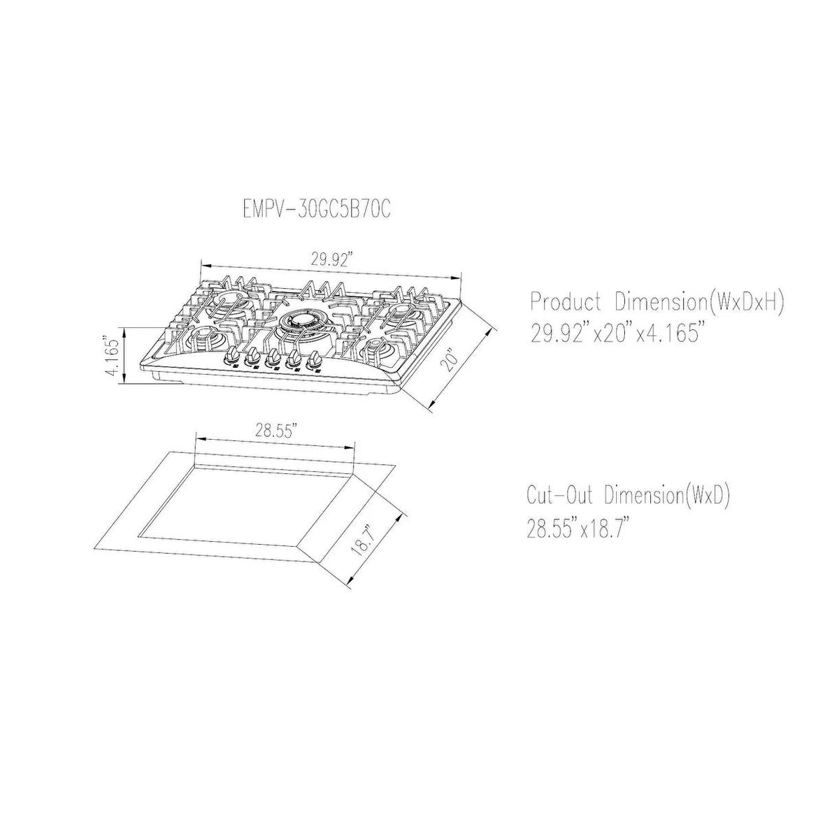 2 Piece Kitchen Package with 30" Gas Cooktop & 36" Ducted Island Range Hood S267547