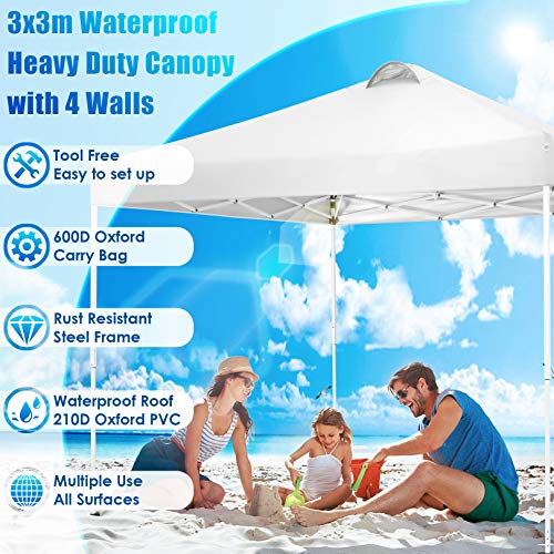 10x20 Pop Up Canopy Tent with 6 Sidewalls White O30620