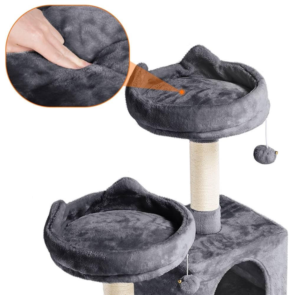 62.2x22 Double Condo Cat Tree and Scratching Post Tower Dark Gray P516