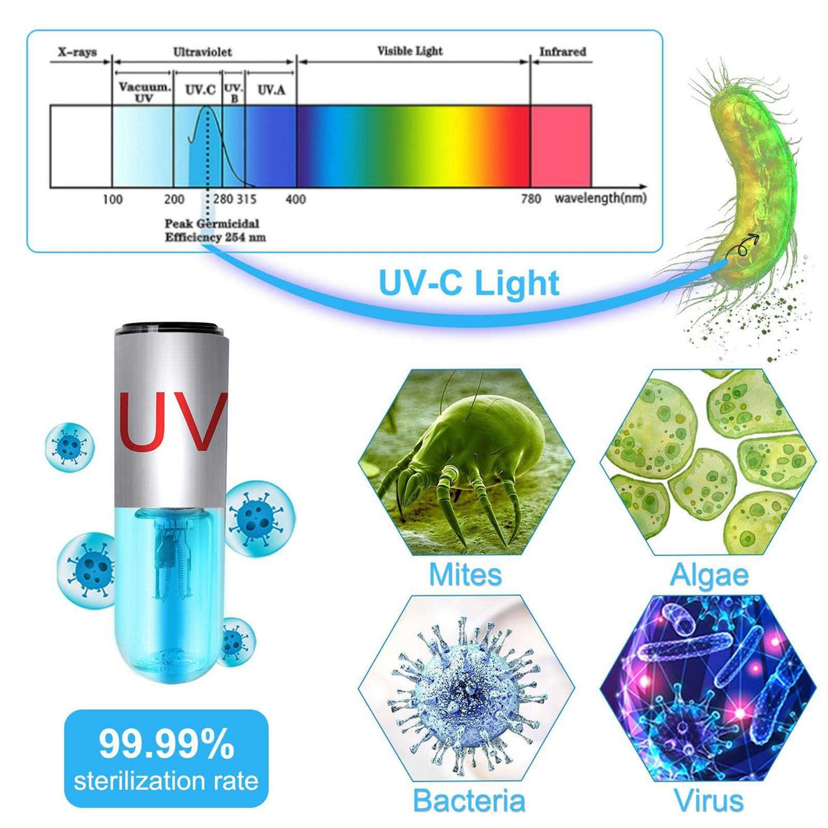 3 W Mini 13W UV Sanitizer Submersible Aquarium Clean Light P40059