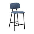 Faux Leather and Metal Counter Stool in Blue/Black V335
