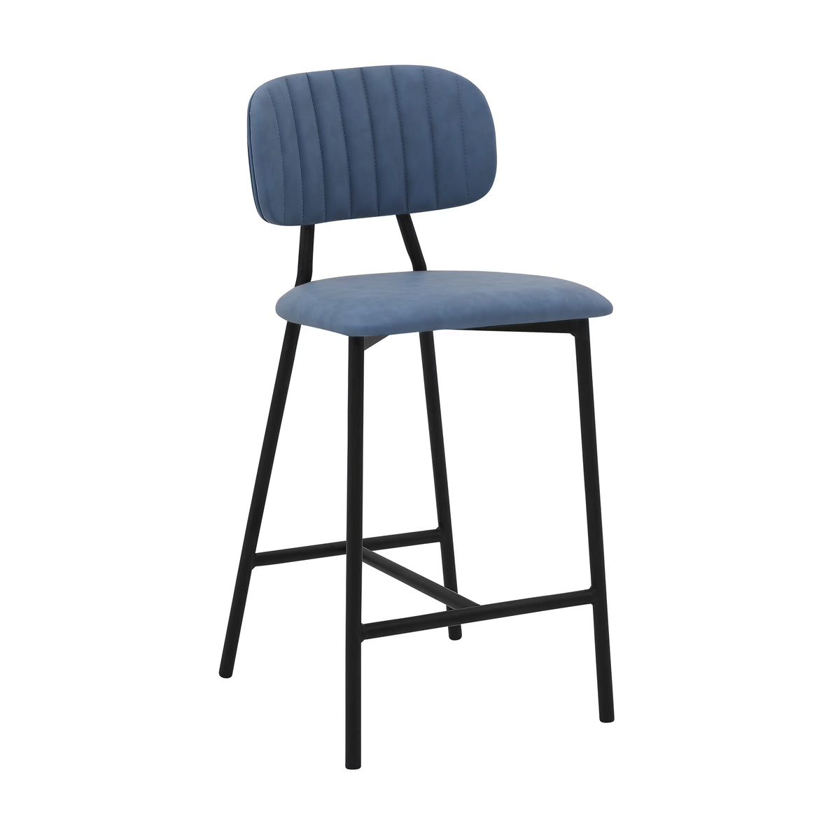 Faux Leather and Metal Counter Stool in Blue/Black V335