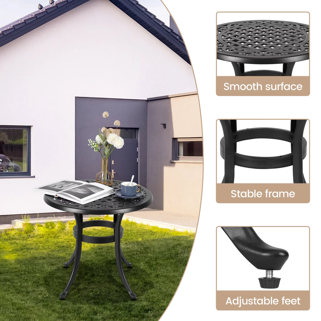 Cast Aluminum Round Bistro Table with Umbrella Hole Y244