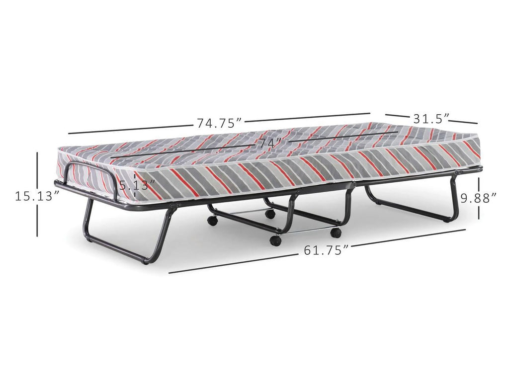 Folding Rollaway Guest Bed with 5 Innerspring Mattress Q2928