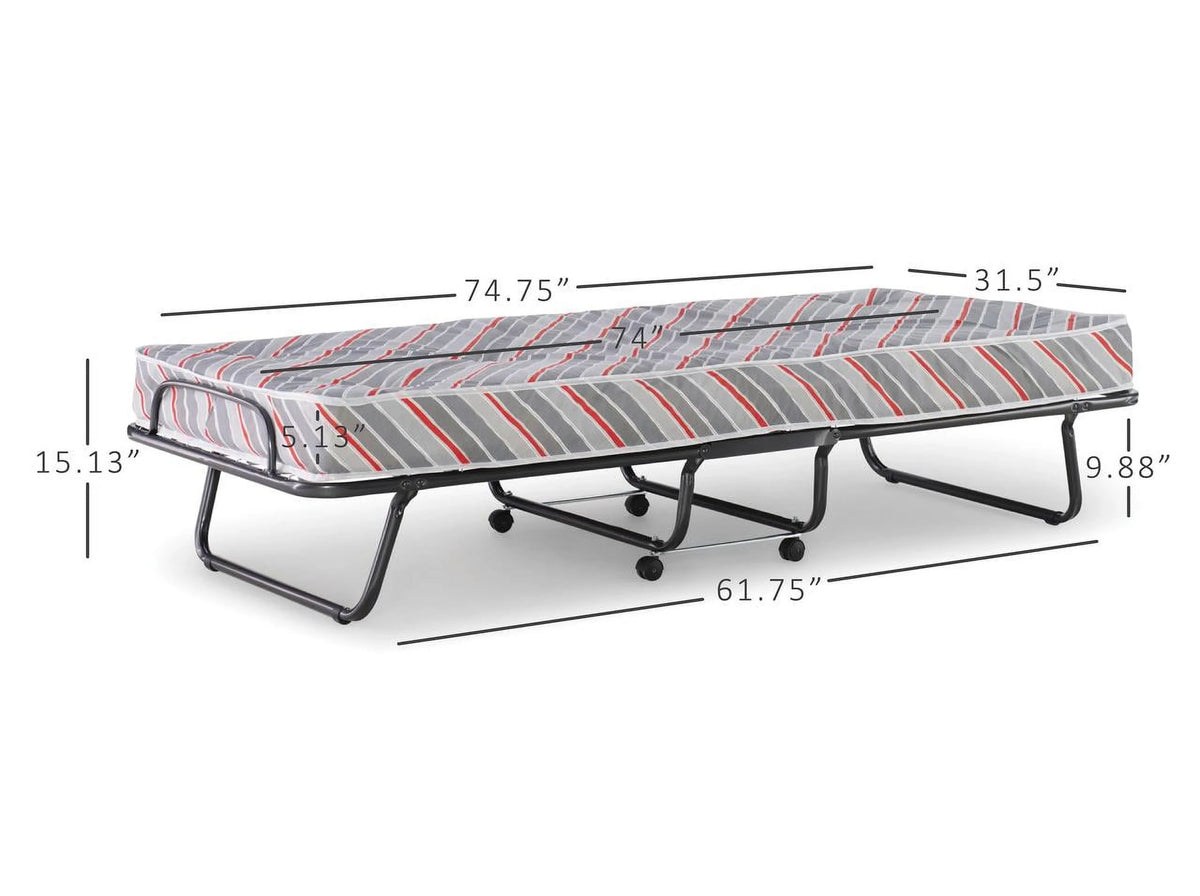 Folding Rollaway Guest Bed with 5 Innerspring Mattress Q2928