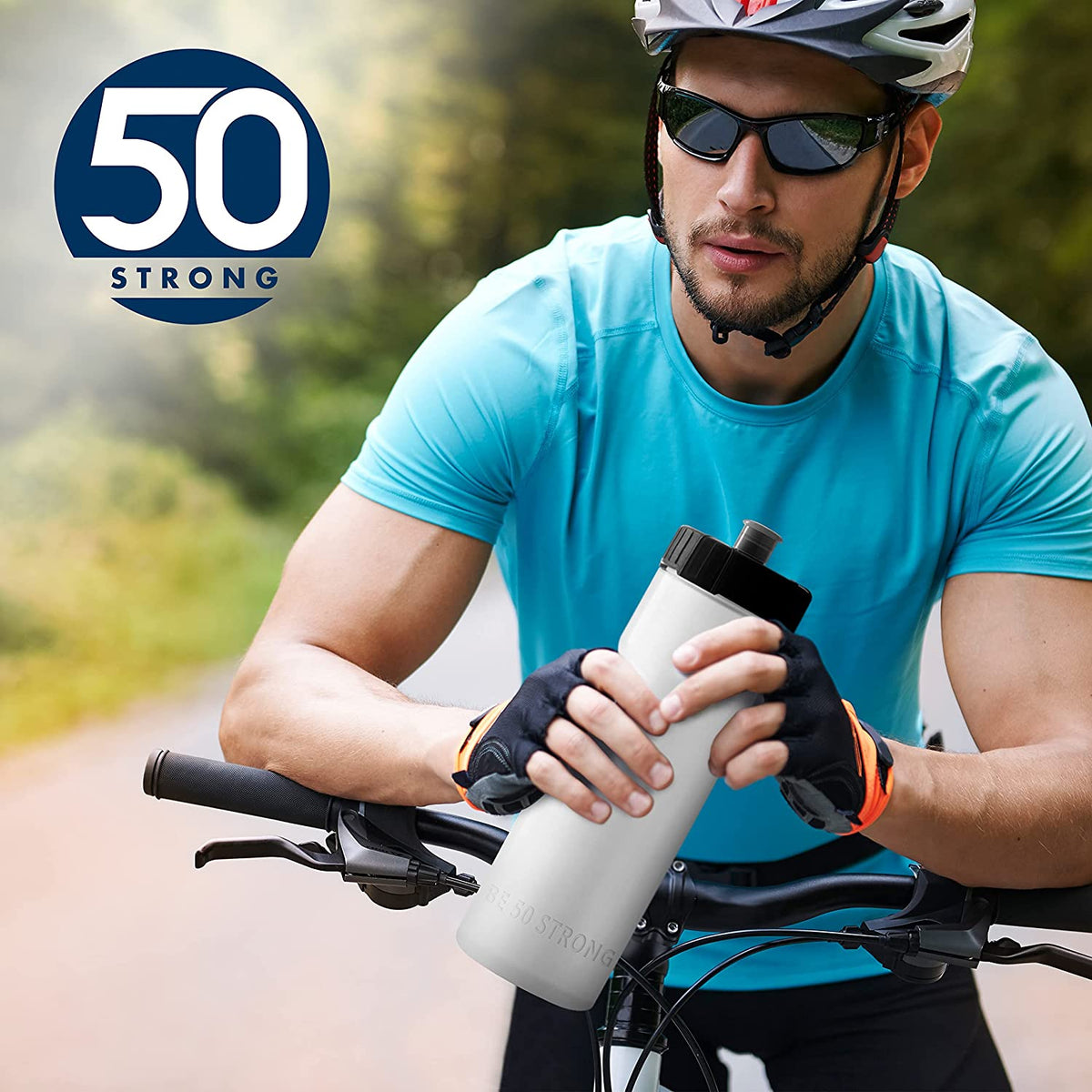 50 Strong Bulk Red Water Bottles, 24 Pack Sports Bottle, 22 oz. BPA-Free Easy Open with Pull Top Cap, Made in USA, Reusable Plastic Water Bottles for Adults & Kids, Top Rack Dishwasher Safe F37338
