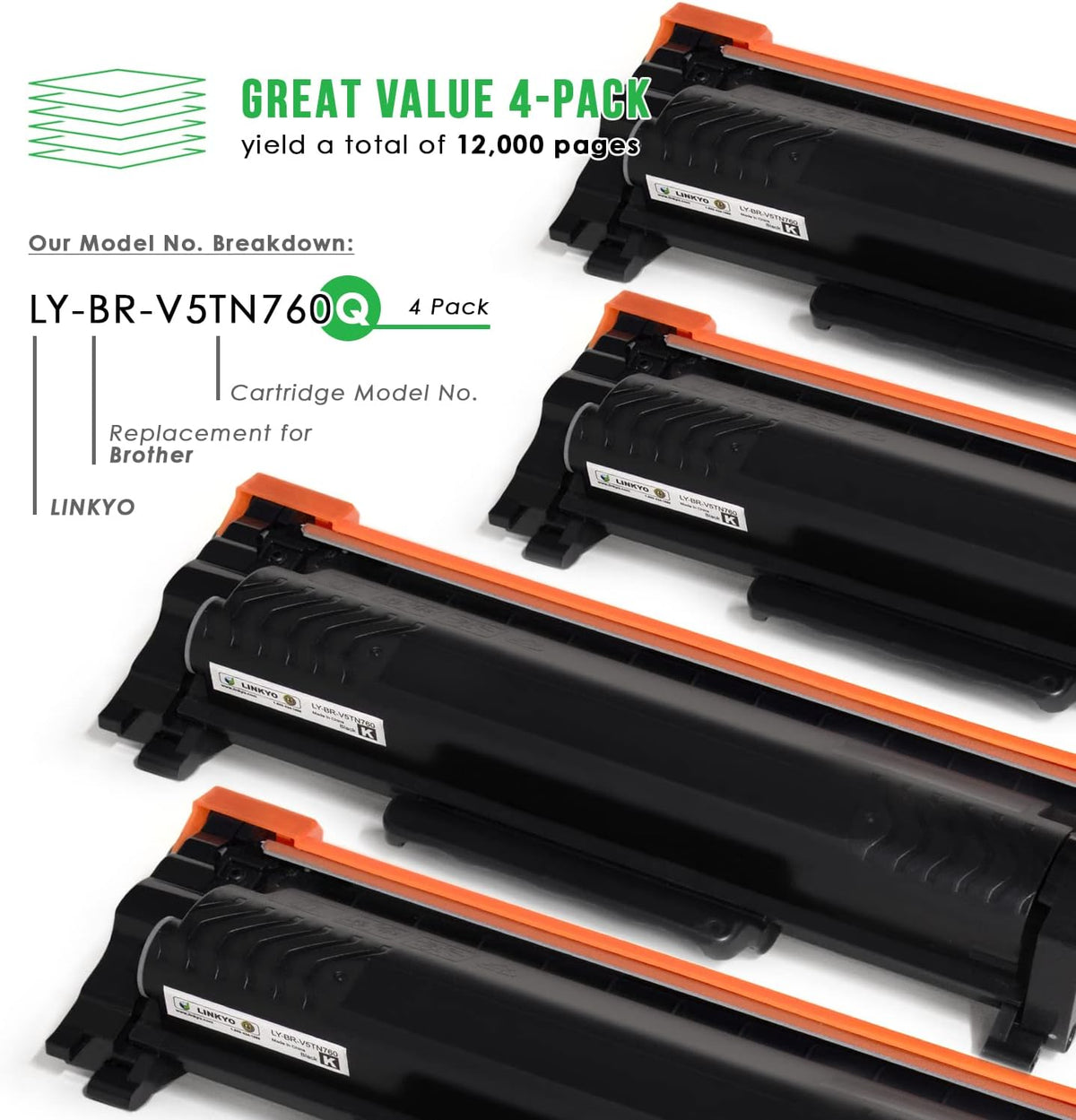 Black High Yield 4-Pack Toner Cartridge X736136