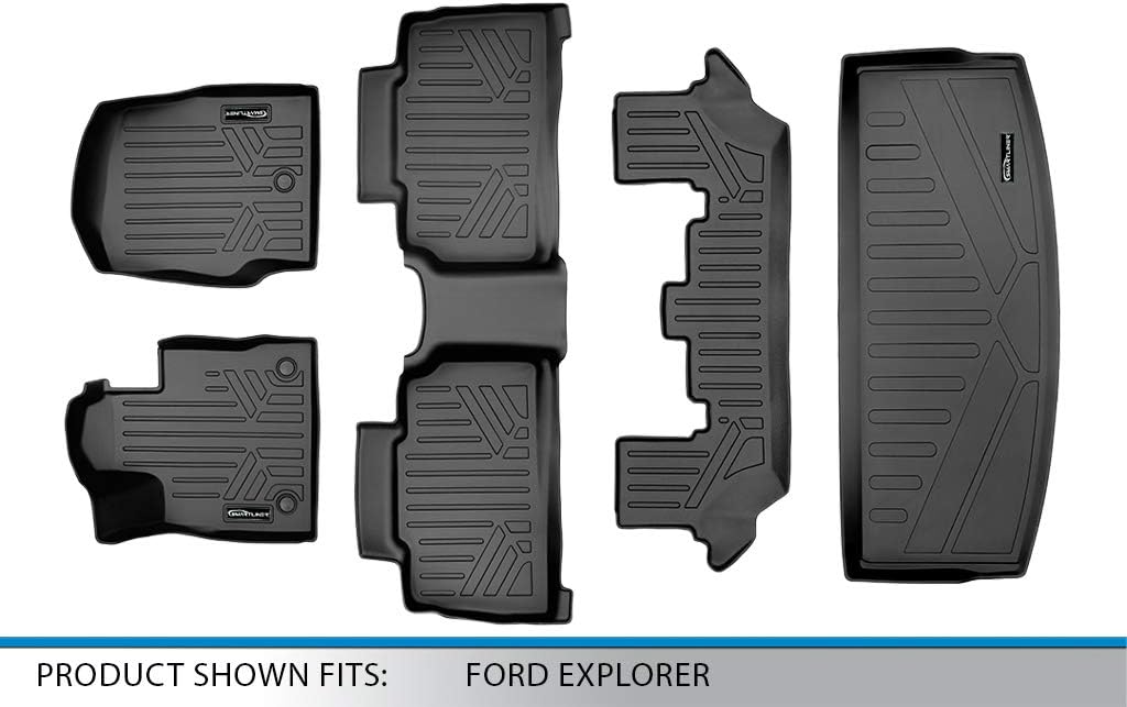 Black 3 Row Floor Mats and Cargo Liner Set A7710
