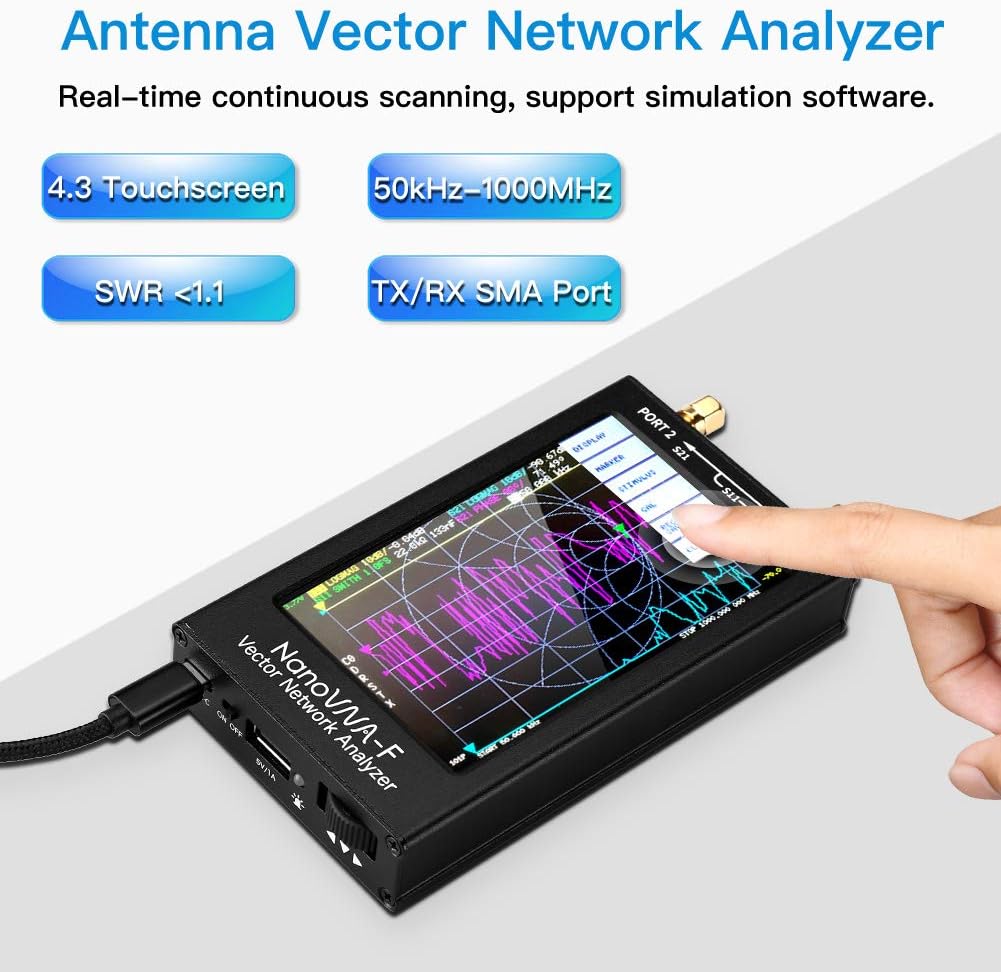 Vector Network Antenna Analyzer, 50KHz-1000MHz, 4.3 inch IPS LCD, Portable Handheld with Metal Case Q190430