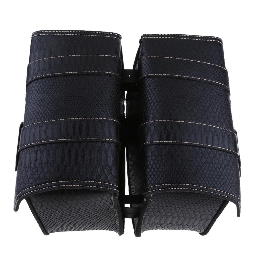 Black Leather Motorbike Pannier Saddle Bag H8777