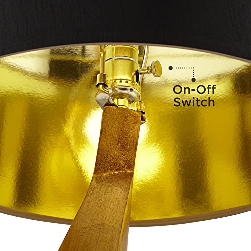 Modern Glam End Table Lamps Set of 2 Gold Leaf Black Shade E876013