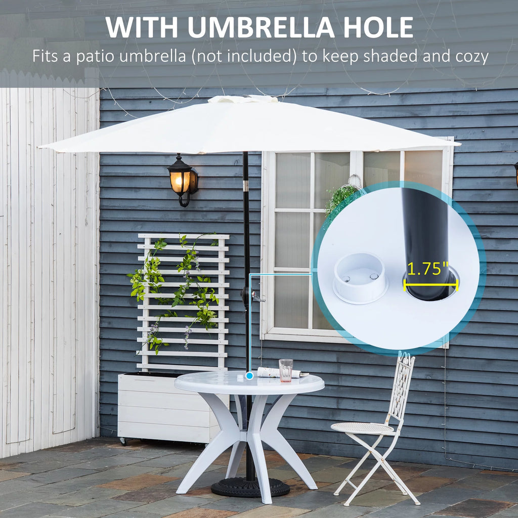 Round Plastic Patio Table with Umbrella Hole X889684