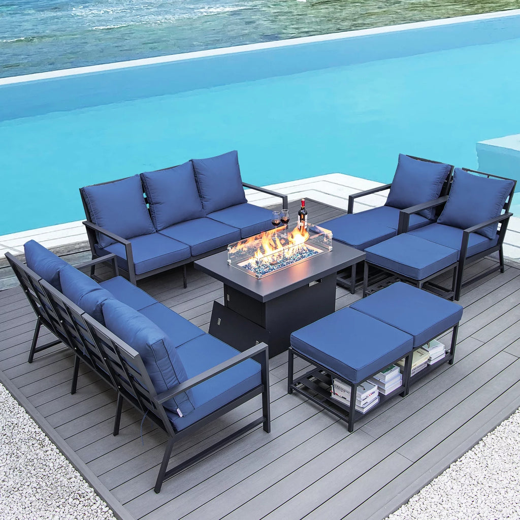 13 Pcs Aluminum Patio Furniture with Fire Pit F275