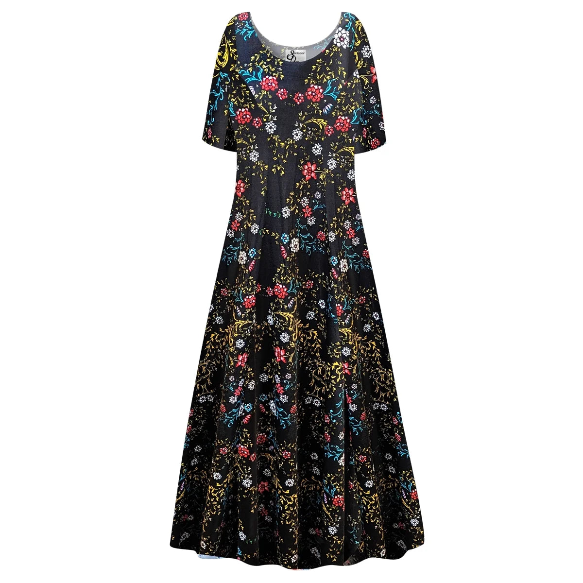 Golden Leaf Short Sleeve Princess Cut Dress T626