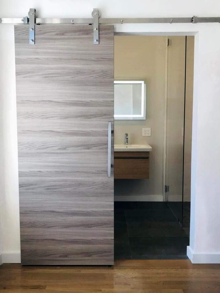 Solid Barn Door with Stainless Steel Rail Hardware Kit O93846