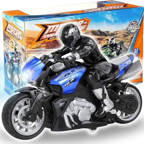 2.4G RC Stunt Motorcycle with Riding Figure 1:10 Scale Green T969346