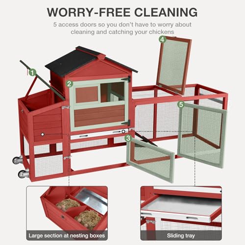 Grey Poultry Cage with Wheels, Nesting Box, Tray, and Roof W15763