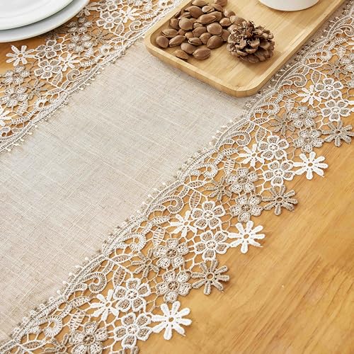 Beige Floral Lace Table Runner 120 inches C665192