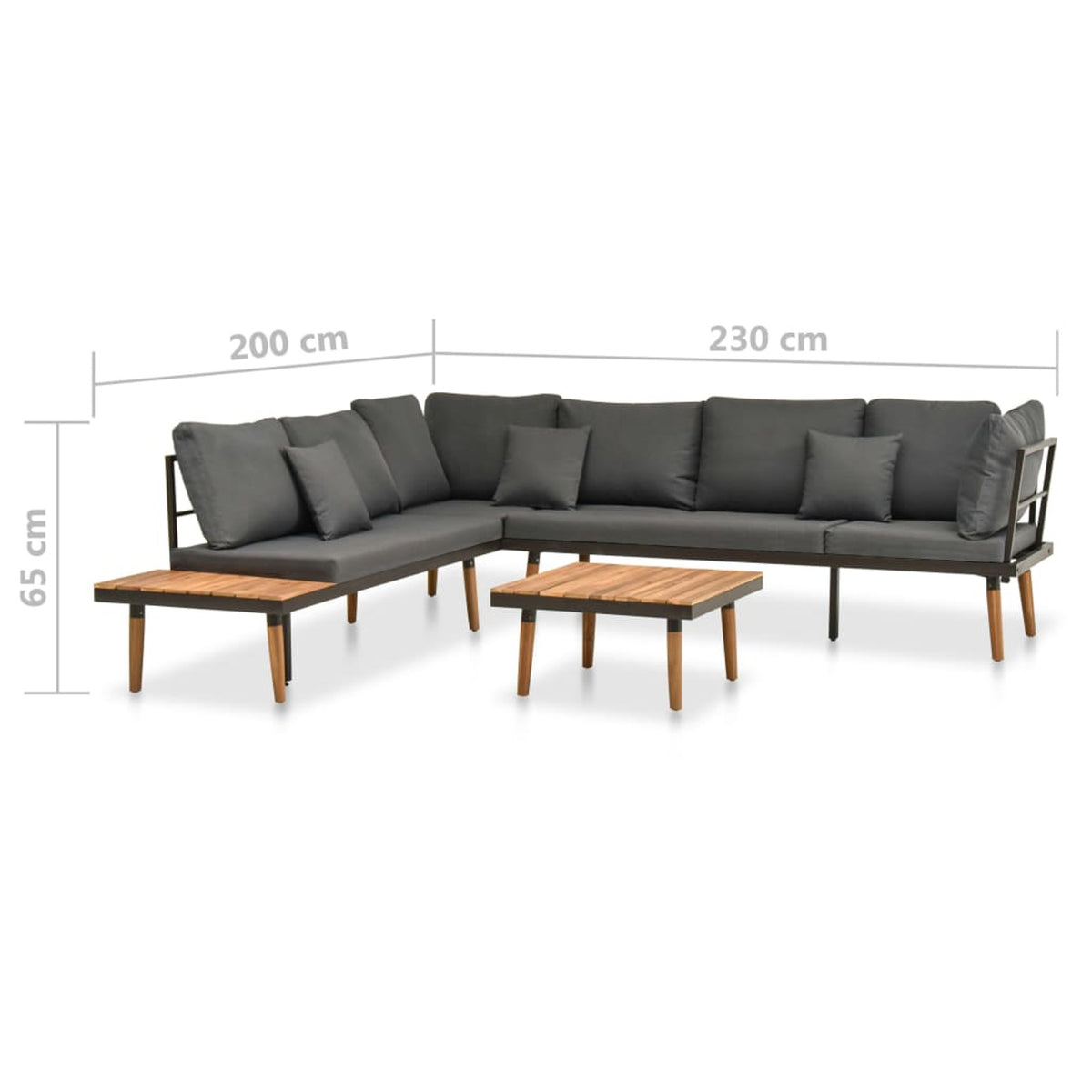 4 Piece Patio Lounge Set with Cushions Acacia Wood Outdoor Sectional Set U22194