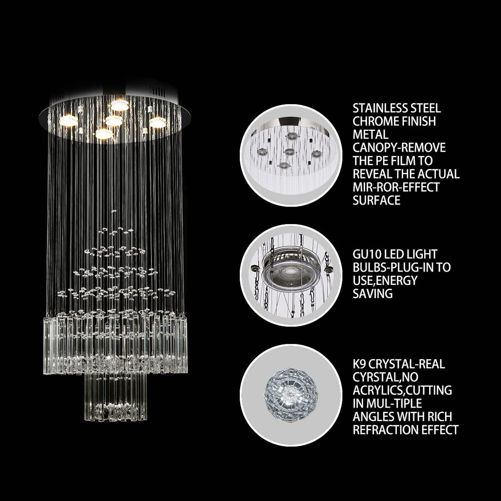 Crystal Raindrop 5-Lights Flush Mount Chandelier M810189