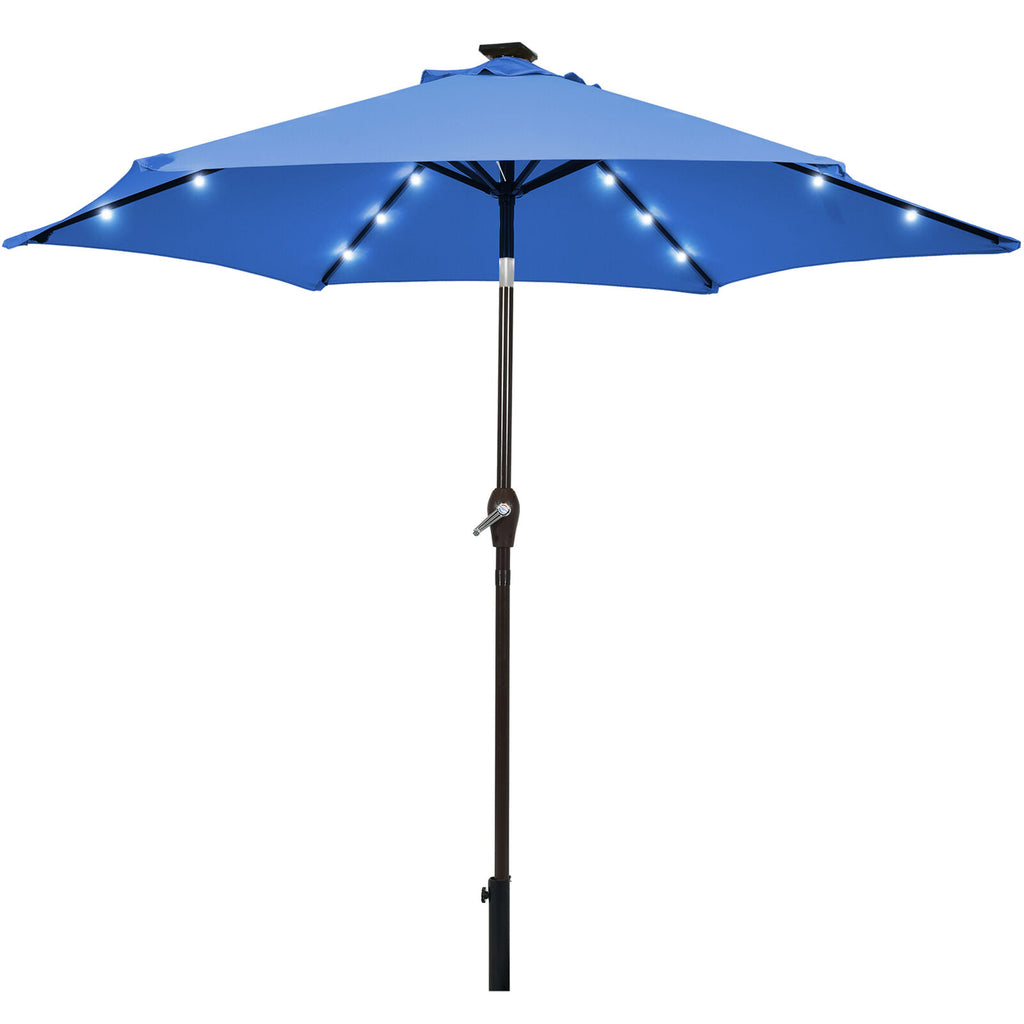 9 ft Patio Table Market Umbrella with Solar LED Lights D620