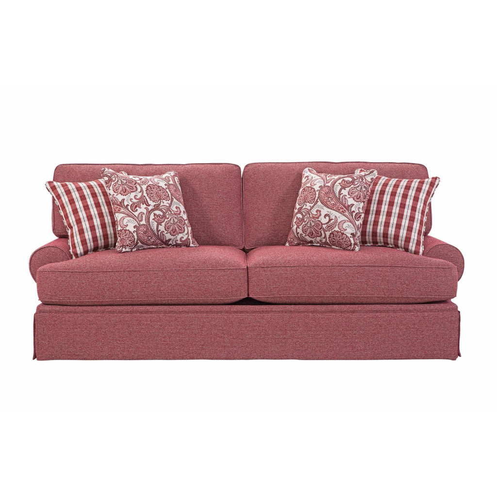 Rustic Red Sofa with Four Accent Pillows I188