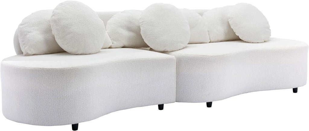Curved Upholstered Sofa with 3 Pillows X871943