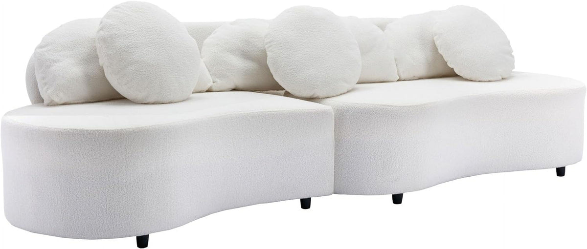 Curved Upholstered Sofa with 3 Pillows X871943