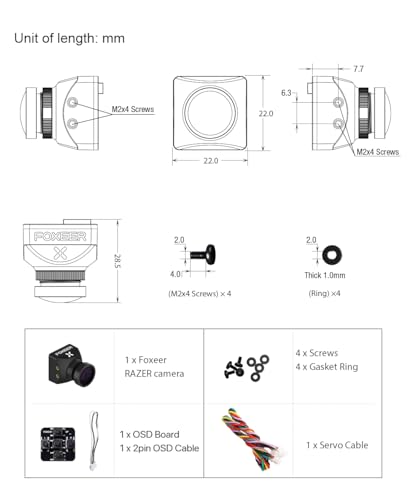 FPV Camera 1/3 CMOS 5MP 2.1mm Lens 1200TVL Switchable C798691