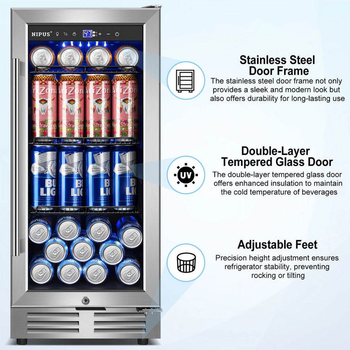 15 inch 130 Can Beverage Refrigerator with French Door B5930