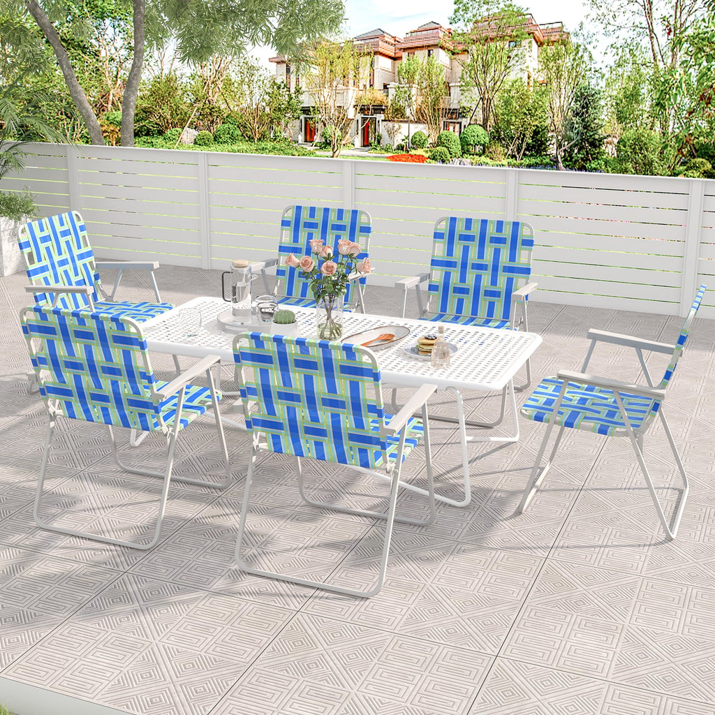 2PCS Lightweight Folding Beach Chair Blue N880581